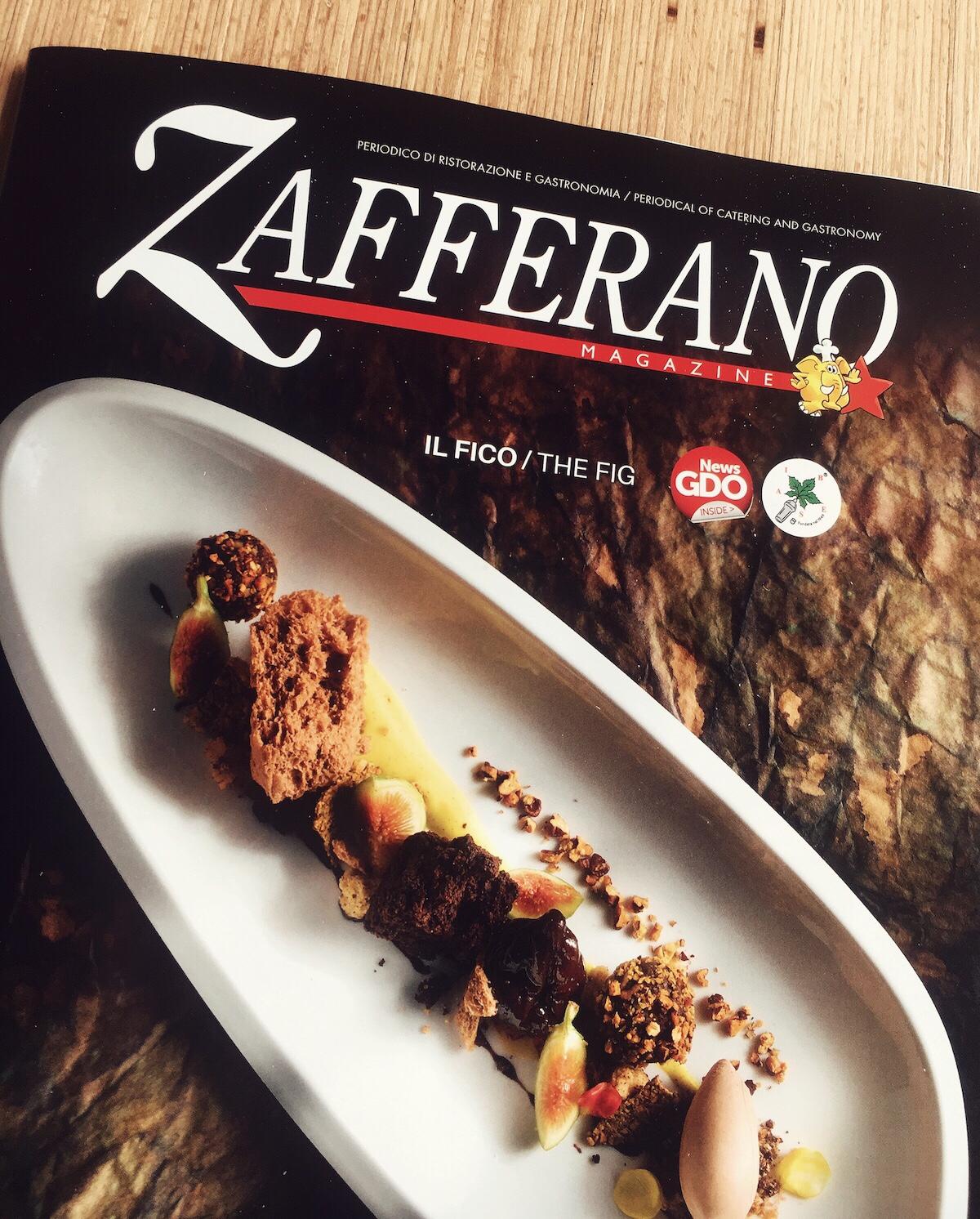 Copertina di dicembre 2018 di Zafferano Magazine con una ricetta dello Chef del Ristorante Stravento Rocco di Marzo